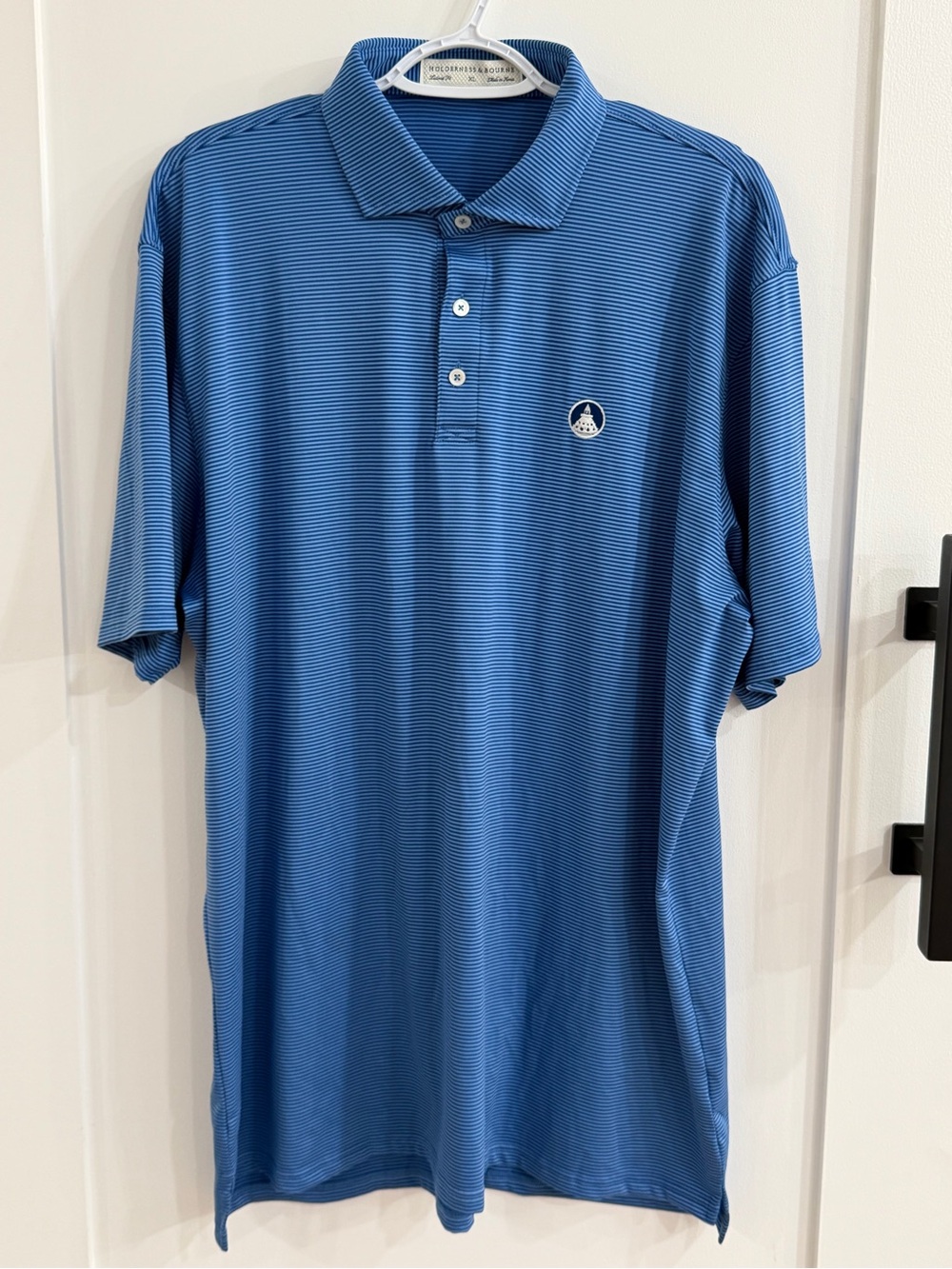 Holderness & Bourne XL "The Perkins" Polo Lighthouse Sound MD Blue Striped